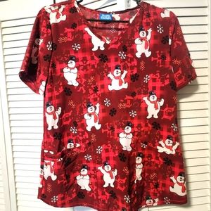 Scrub top Frosty the snowman Size small
